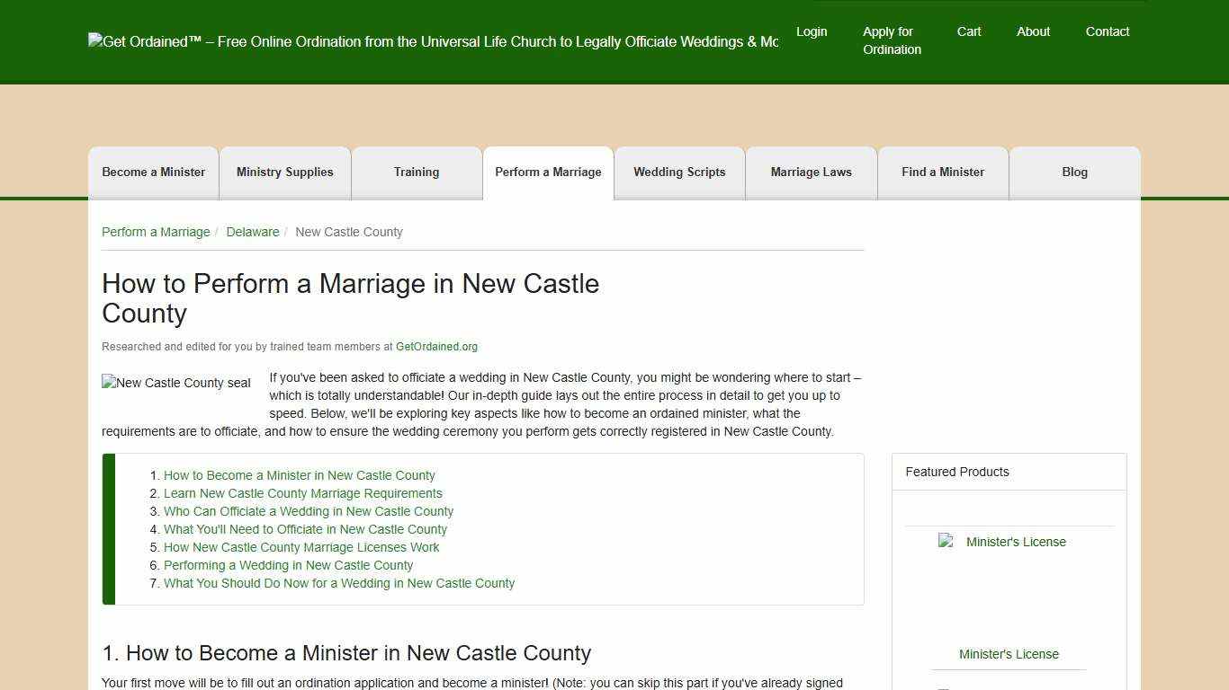 How to Perform a Marriage in New Castle County - Get Ordained